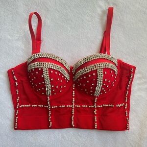 Red corset bra top
